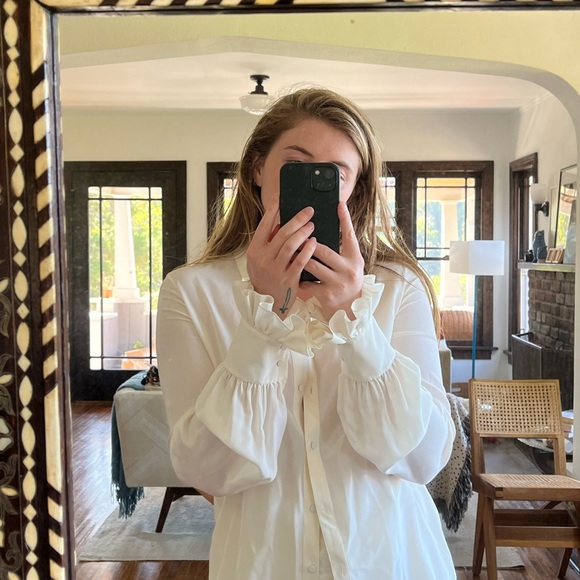 Saint Laurent cream Blouse with frilly sleeves - Picture 4 of 8